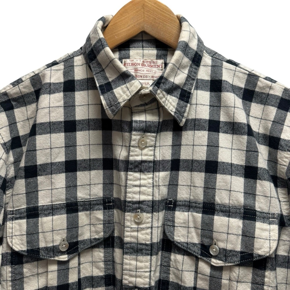 C.C. Filson Vtg Mens Small Black/White Plaid Alaskan Guide Western Flannel Shirt